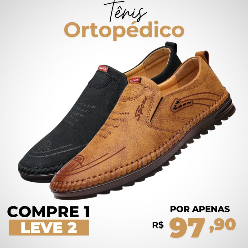 Kit 2 Sapatos Ortopédico de Couro - (LIQUIDAÇÃO 2025)